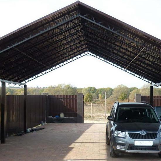 Навесы для автомобиля двускатные
